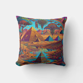 Psychedelisch-ägyptische Landschaft Kissen