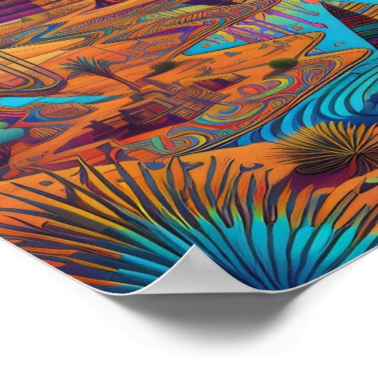 Psychedelisch-ägyptische Landschaft Poster (Ecke)