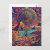 Psychedelisch-ägyptische Landschaft Postkarte (Vorne/Hinten)