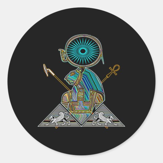 Psychedelisch Alte ägyptische Sacred Geometry Sekh Runder Aufkleber (Vorderseite)