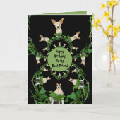 Psychedelisch Beige Chihuahua Humorose Geburtstag Karte (Gelbe Blume)