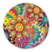 Psychedelisch Bohemische Retro Abstrakt Keramikknauf (Vorderseite)