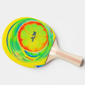 Psychedelisch Bright farbenfroher Pop Art Citrus Tischtennis Schläger (Seitenansicht)