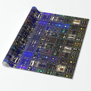 Psychedelisch Bright Spot Light Wrapping Paper Blu Geschenkpapier