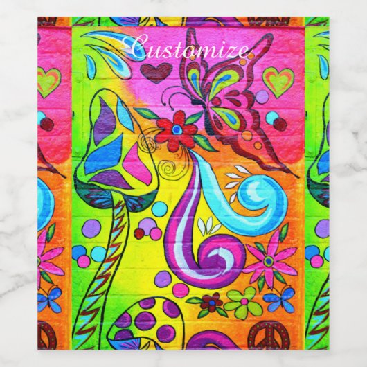 Psychedelisch, bunt, Thunder_Cove Weinetikett (Einzelnes Label)