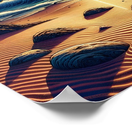 Psychedelisch Celestial Sunset Beach Landschaft Poster (Ecke)