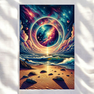 Psychedelisch Celestial Sunset Beach Landschaft Poster