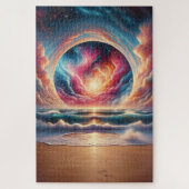 Psychedelisch Celestial Sunset Beach Landschaft Puzzle (Vertikal)