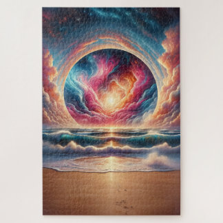 Psychedelisch Celestial Sunset Beach Landschaft Puzzle