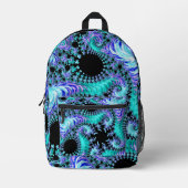 Psychedelisch Cyan Tentacle Abstrakt Fraktal Art Bedruckter Rucksack (Vorderseite)