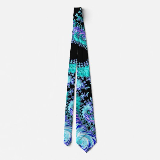 Psychedelisch Cyan Tentacle Abstrakt Fraktal Art Krawatte (Rückseite)