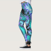 Psychedelisch Cyan Tentacle Abstrakt Fraktal Art Leggings (Links)