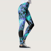 Psychedelisch Cyan Tentacle Abstrakt Fraktal Art Leggings (Rechts)