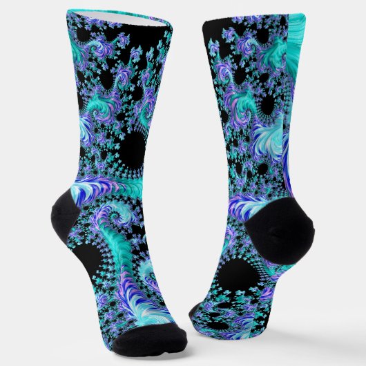 Psychedelisch Cyan Tentacle Abstrakt Fraktal Art Socken (Gewinkelt)