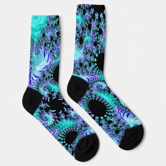 Psychedelisch Cyan Tentacle Abstrakt Fraktal Art Socken (Rechts)