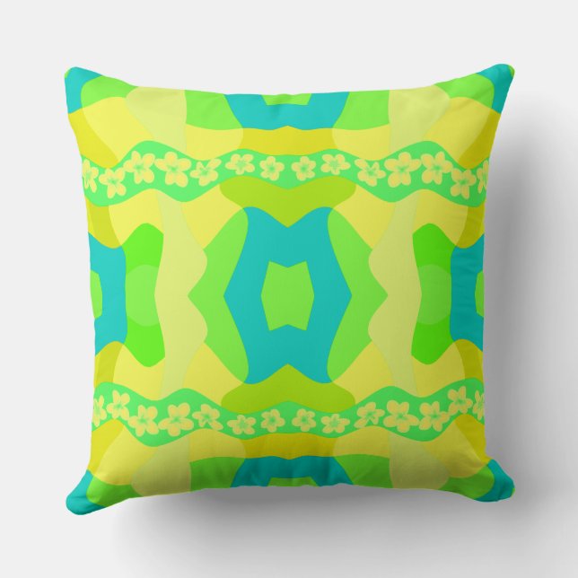 Psychedelisch Daisy Chain Patchwork Lemon Limon Aq Kissen (Rückseite)