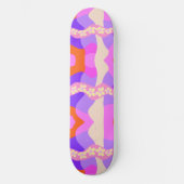 Psychedelisch - Daisy Chain Patchwork - Rosa Lila  Skateboard (Vorderseite)