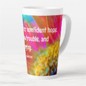 Psychedelisch Daisy Romans 12:12 Latte Tasse (Rechte Ecke)