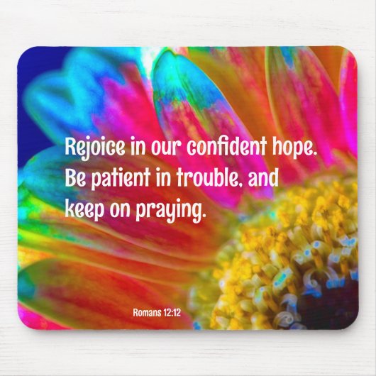 Psychedelisch Daisy Romans 12:12 Mousepad (Vorne)