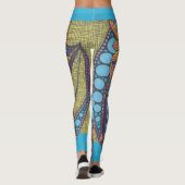 Psychedelisch, doodle art, boho, abstraktes design leggings (Rückseite)