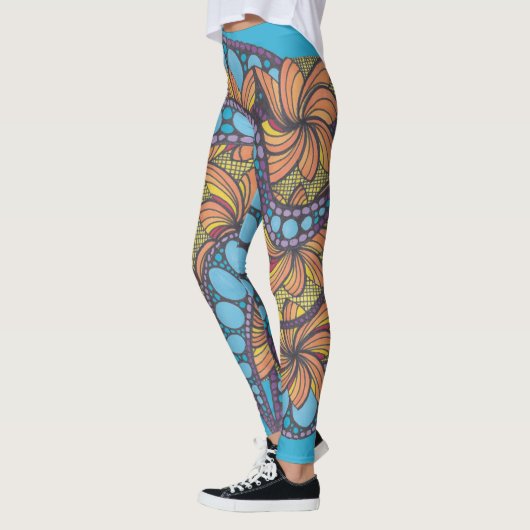 Psychedelisch, doodle art, boho, abstraktes design leggings (Links)