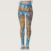 Psychedelisch, doodle art, boho, abstraktes design leggings (Vorderseite)