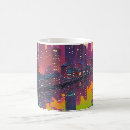 Psychedelisch Dunkelstadt Kaffeetasse (Mittel)