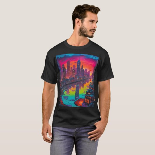 Psychedelisch Dunkelstadt T-Shirt (Vorne ganz)