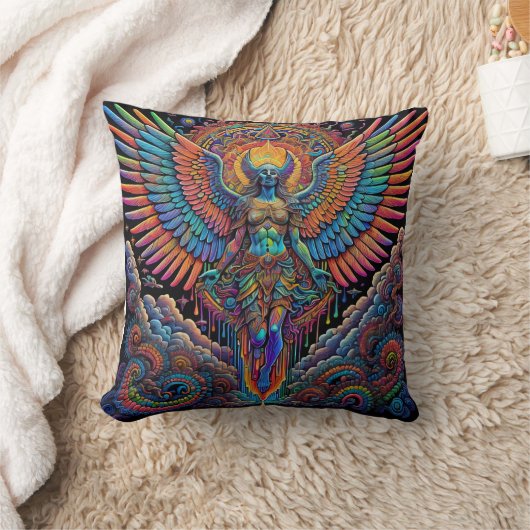 Psychedelisch-farbige Angel Art Kissen (Decke)