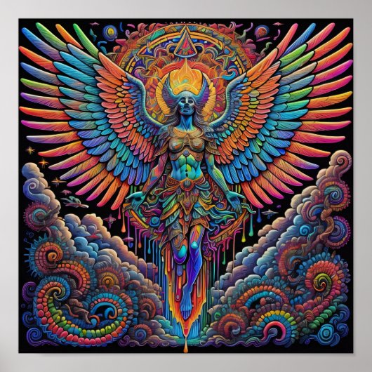 Psychedelisch-farbige Angel Art Poster (Vorne)
