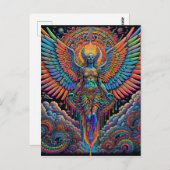 Psychedelisch-farbige Angel Art Postkarte (Vorne/Hinten)