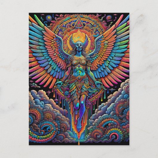 Psychedelisch-farbige Angel Art Postkarte (Vorderseite)