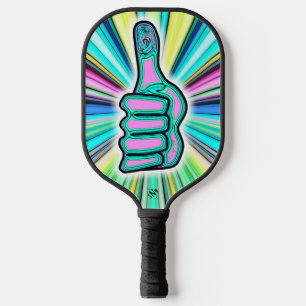Psychedelisch farbige Daumen hoch/runter v1.1 Pickleball Schläger