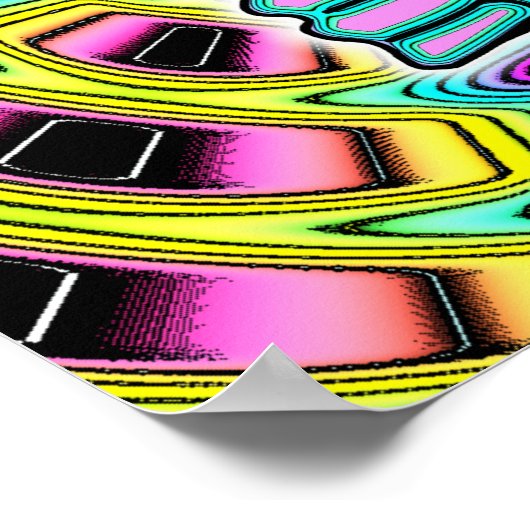 Psychedelisch farbige Daumen hoch v1 Poster (Ecke)