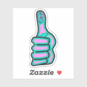 Psychedelisch farbige Daumen hoch V2 Aufkleber (Blatt)