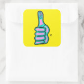 Psychedelisch farbige Daumen hoch v2 Quadrat Aufkl Quadratischer Aufkleber (Tasche)