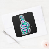 Psychedelisch farbige Daumen hoch V3 Quadratischer Aufkleber (Umschlag)