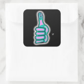 Psychedelisch farbige Daumen hoch V3 Quadratischer Aufkleber (Tasche)