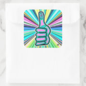 Psychedelisch farbige Daumen oben v1.1 Quadrat Auf Quadratischer Aufkleber (Tasche)