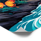 Psychedelisch-farbige Elefanten und Schmetterlinge Poster (Ecke)