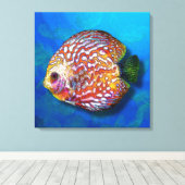 Psychedelisch farbige Exotische Schleimfische Zeic Leinwanddruck (Insitu (Holzboden))