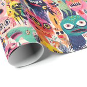 Psychedelisch-farbige Monster Geschenkpapier (Rolleneckpunkt)