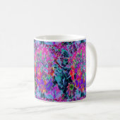Psychedelisch farbige Rot- und Lila-Blumen Kaffeetasse (VorderseiteRechts)
