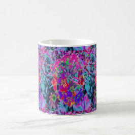 Psychedelisch farbige Rot- und Lila-Blumen Kaffeetasse