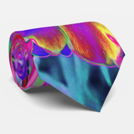 Psychedelisch farbige Rot- und Lila-Blumen Krawatte