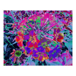 Psychedelisch farbige Rot- und Lila-Blumen Poster