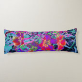 Psychedelisch farbige Rot- und Lila-Blumen Seitenschläferkissen (Rückseite)