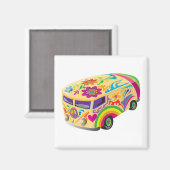 Psychedelisch farbiger Bussommer der Liebe Magnet (Vorderseite/Rückseite)