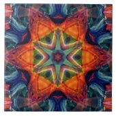 Psychedelisch farbiges Kaleidoskop-Muster Fliese (Vorderseite)