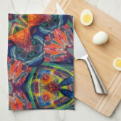 Psychedelisch farbiges Kaleidoskop-Muster Geschirrtuch (Viertel Falte)